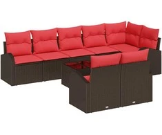 Lauko baldų komplektas Sodo Sofų Rinkinys 9 pcs Ruda poliratanas