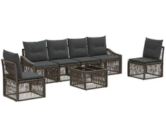 Lauko baldų komplektas Sodo Sofų Rinkinys 7 pcs Pilka poliratanas