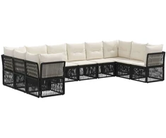 Lauko baldų komplektas Sodo Sofų Rinkinys 10 pcs Juoda poliratanas
