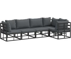 Sodo Sofų Rinkinys su pagalve 5 pcs Juoda Aliuminis