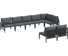Sodo Sofų Rinkinys su pagalve 8 pcs Juoda Plienas