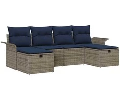 Sodo Sofų Rinkinys su pagalve su saugykla 6 pcs Poli ratanas