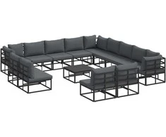 Sodo Sofų Rinkinys su pagalve 14 pcs Juoda Aliuminis