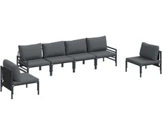 Sodo Sofų Rinkinys su pagalve 6 pcs Juoda Plienas