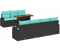 Lauko baldų komplektas Sodo Sofų Rinkinys su saugykla 8 pcs Juoda Poli ratanas