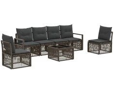 Lauko baldų komplektas Sodo Sofų Rinkinys 7 pcs Pilka poliratanas