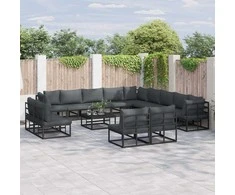 Sodo Sofų Rinkinys su pagalve 13 pcs Juoda Aliuminis