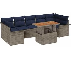 Lauko baldų komplektas Sodo Sofų Rinkinys su saugykla 8 pcs Pilka Poli ratanas
