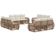Lauko baldų komplektas Sodo Sofų Rinkinys 12 pcs Bežė ir kreminė balta poliratanas