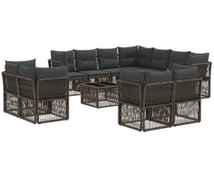 Lauko baldų komplektas Sodo Sofų Rinkinys 12 pcs Pilka poliratanas