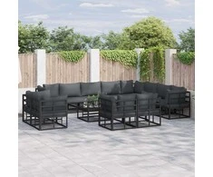 Sodo Sofų Rinkinys su pagalve 13 pcs Juoda Aliuminis