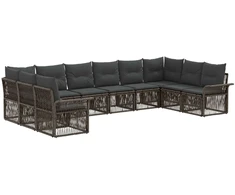 Lauko baldų komplektas Sodo Sofų Rinkinys 10 pcs Pilka poliratanas