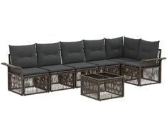Lauko baldų komplektas Sodo Sofų Rinkinys 7 pcs Pilka poliratanas