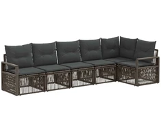 Lauko baldų komplektas Sodo Sofų Rinkinys 6 pcs Pilka poliratanas