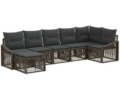 Lauko baldų komplektas Sodo Sofų Rinkinys 7 pcs Pilka poliratanas