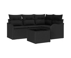 Lauko baldų komplektas Sodo Sofų Rinkinys su saugykla 5 pcs Smėlio poliratanas