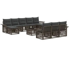 Lauko baldų komplektas Sodo Sofų Rinkinys 11 pcs Pilka poliratanas