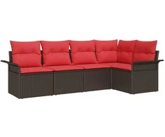 Lauko baldų komplektas Sodo Sofų Rinkinys su saugykla 5 pcs Ruda poliratanas