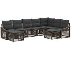 Lauko baldų komplektas Sodo Sofų Rinkinys 9 pcs Pilka poliratanas