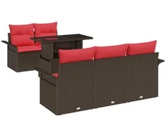 Lauko baldų komplektas Sodo Sofų Rinkinys su pagalve 6 pcs Ruda Poli ratanas