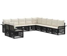 Lauko baldų komplektas Sodo Sofų Rinkinys 11 pcs Juoda poliratanas