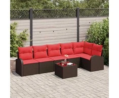 Lauko baldų komplektas Sodo Sofų Rinkinys 7 pcs Ruda poliratanas