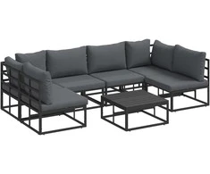 Sodo Sofų Rinkinys su pagalve 7 pcs Juoda Aliuminis