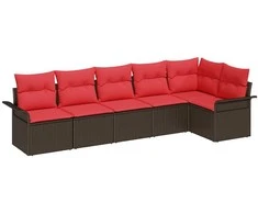 Lauko baldų komplektas Sodo Sofų Rinkinys su saugykla 6 pcs Ruda poliratanas