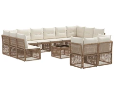 Lauko baldų komplektas Sodo Sofų Rinkinys 13 pcs Smėlio poliratanas