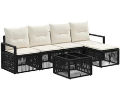 Lauko baldų komplektas Sodo Sofų Rinkinys 6 pcs Juoda poliratanas