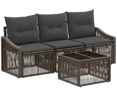 Lauko baldų komplektas Sodo Sofų Rinkinys 4 pcs Pilka poliratanas