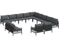 Sodo Sofų Rinkinys su pagalve 13 pcs Juoda Plienas