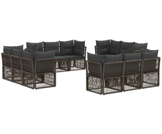 Lauko baldų komplektas Sodo Sofų Rinkinys 12 pcs Pilka poliratanas
