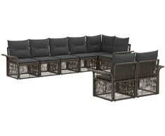 Lauko baldų komplektas Sodo Sofų Rinkinys 8 pcs Pilka poliratanas