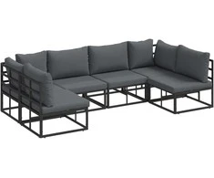 Sodo Sofų Rinkinys su pagalve 6 pcs Juoda Aliuminis