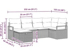 Sodo Sofų Rinkinys su pagalve 6 pcs Smėlio Poli ratanas