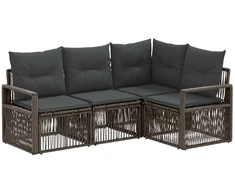 Lauko baldų komplektas Sodo Sofų Rinkinys 4 pcs Pilka poliratanas
