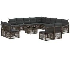 Lauko baldų komplektas Sodo Sofų Rinkinys 14 pcs Pilka poliratanas