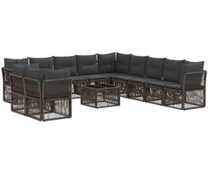 Lauko baldų komplektas Sodo Sofų Rinkinys 12 pcs Pilka poliratanas
