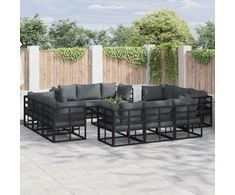 Sodo Sofų Rinkinys 12 pcs Juoda metalas
