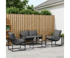 Lauko baldų komplektas Sodo Sofų Rinkinys 4 pcs Juoda ir Antracitas Plienas