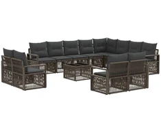 Lauko baldų komplektas Sodo Sofų Rinkinys 13 pcs Pilka poliratanas