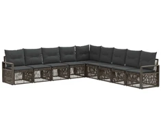 Lauko baldų komplektas Sodo Sofų Rinkinys 9 pcs Pilka poliratanas