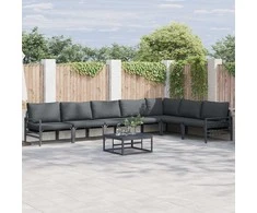 Sodo Sofų Rinkinys su pagalve 7 pcs Juoda Plienas