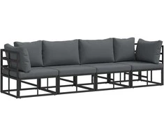Sodo Sofų Rinkinys 4 pcs Juoda metalas