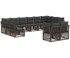Lauko baldų komplektas Sodo Sofų Rinkinys 12 pcs Pilka poliratanas