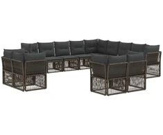 Lauko baldų komplektas Sodo Sofų Rinkinys 13 pcs Pilka poliratanas