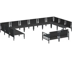 Sodo Sofų Rinkinys su pagalve 12 pcs Juoda Plienas