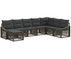 Lauko baldų komplektas Sodo Sofų Rinkinys 8 pcs Pilka poliratanas
