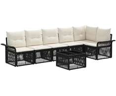 Lauko baldų komplektas Sodo Sofų Rinkinys 7 pcs Juoda poliratanas